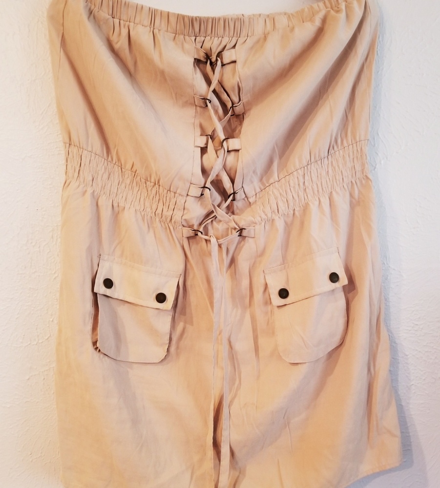 Light Khaki Strapless Dress